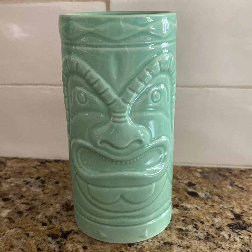 Bacardi green ceramic tiki totem cup